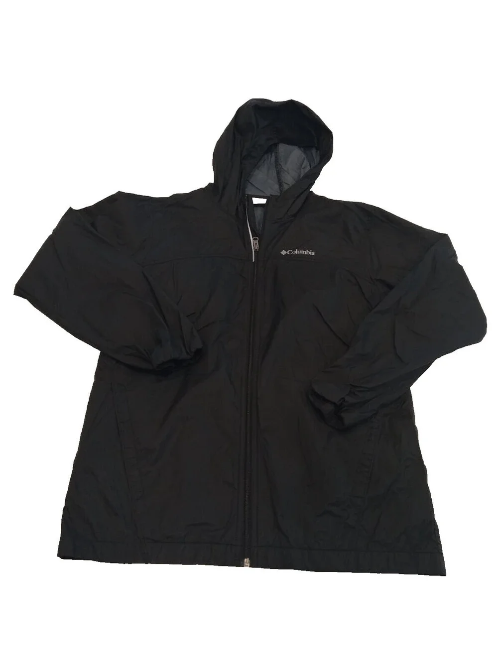 Columbia Glennaker Rain Jacket Boys XL Black Waterproof Hooded Full Zip Shell